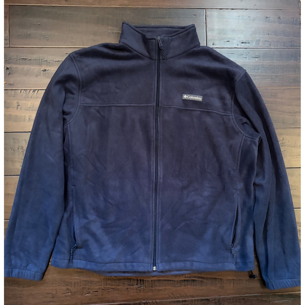 Columbia Mens XL Navy Blue Full Zip Fleece Jacket Mock Neck winter gorpcore